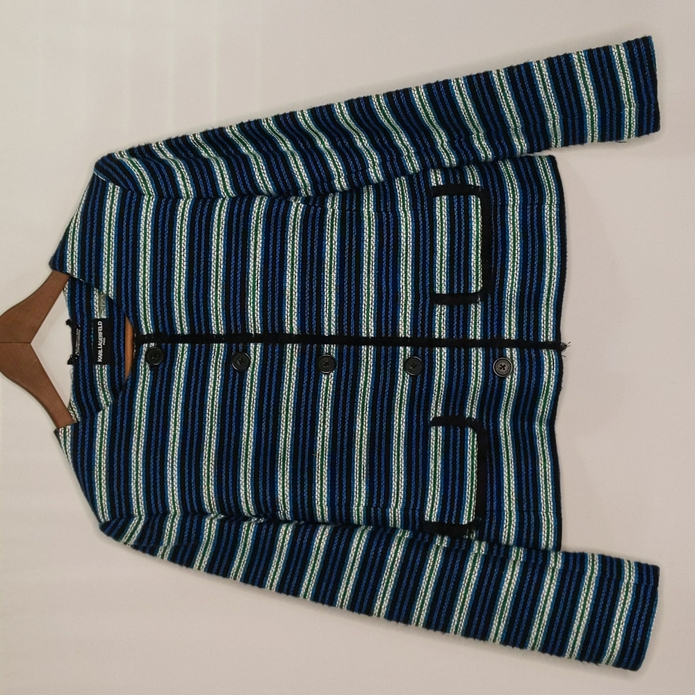 KARL LAGERFELD PARIS Striped Tweed Blazer / Jacket ~ New - Picture 4 of 10